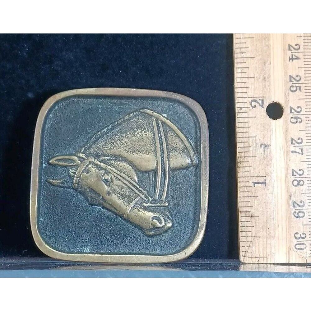 Brass Horse Belt Buckle BTS Made In USA Western Rodeo Cowboy Farm Embossed - Picture 3 of 6